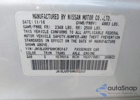 2017 Infiniti Qx50 z USA, uszkodzony, nr VIN JN1BJ0RP6HM383147
